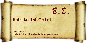 Babits Dániel névjegykártya